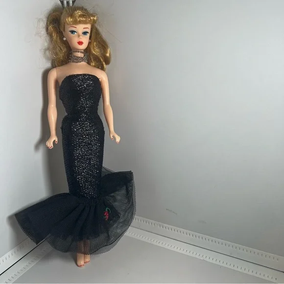 Barbie Doll Brunette 1958 Ponytail Reproduction 1993 Black Dress - Picture 8 of 10